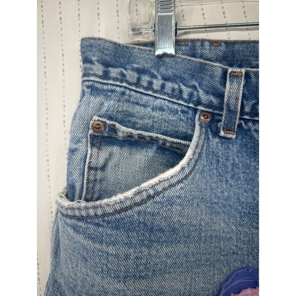 The Scrappy Camper Womens Jeans Sz L FairyGrunge Boho Festival Upcycled Floral - Picture 2 of 11